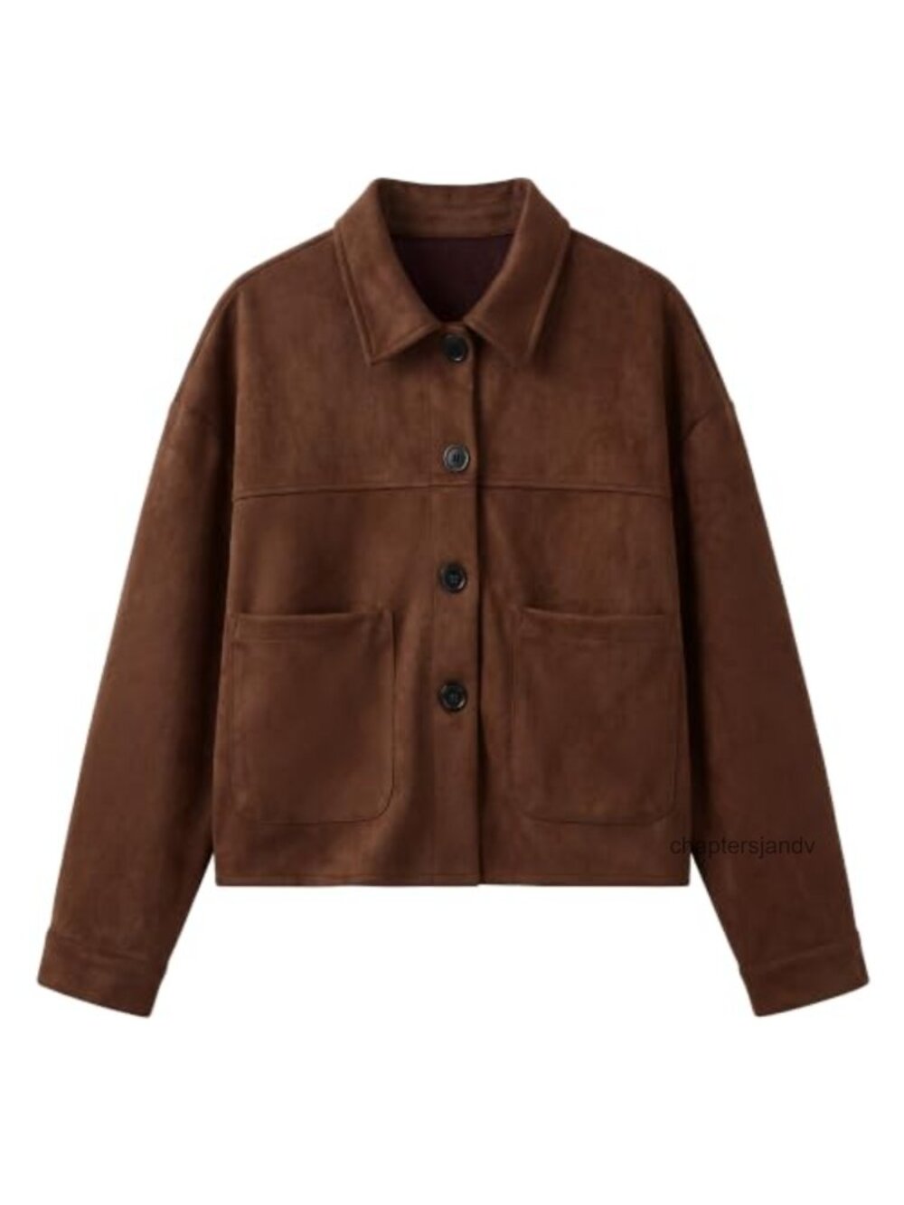 Faux Suede Crop Jacket Collared Button Front Lightweight Casual